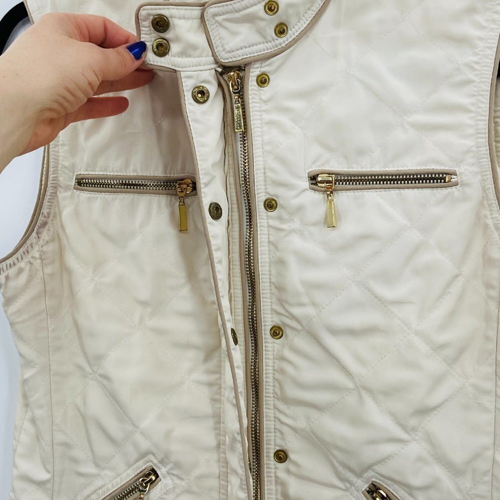 Zara Basic Cream Full Zip Snap Button Zipper Deta… - image 4
